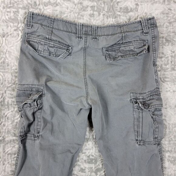 Old Navy Pants Mens 38x28 Gray Cargo Workwear Straight Leg Relaxed Fit Cotton - Picture 5 of 14